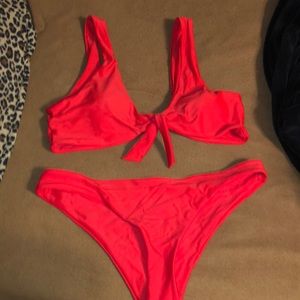 Red tie bikini set